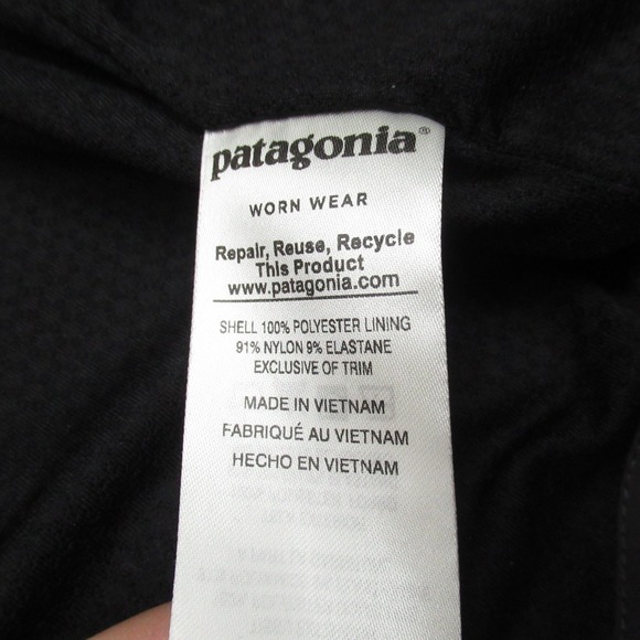Patagonia Jacket Women Medium Blk Mountain View Windproof Fleece Lined Hood Rain - Picture 5 of 11